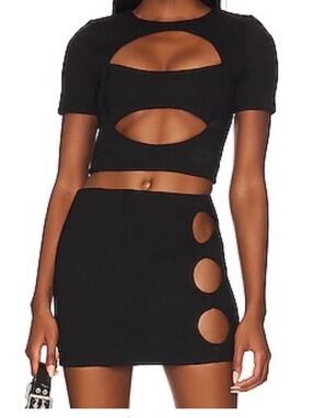 h:ours Black Mini Skirt and Top